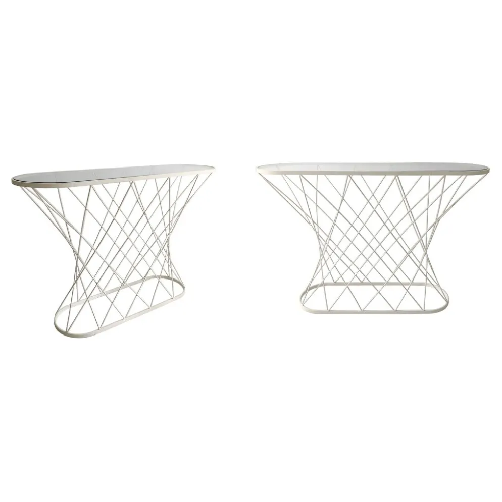 Console torsadée blanche des années 1980 Noguchi Style USA Mid Century Oval