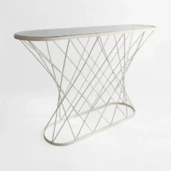 Console torsadée blanche des années 1980 Noguchi Style USA Mid Century Oval