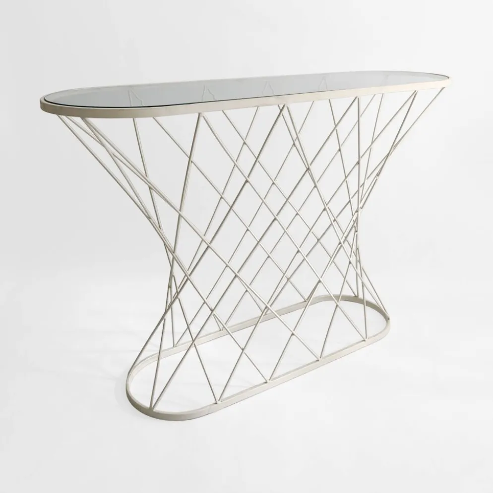 Console torsadée blanche des années 1980 Noguchi Style USA Mid Century Oval