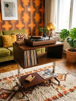 Console vintage bois et métal