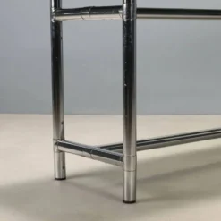Console vintage en verre et métal chromé, design Italie, années 1980