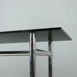 Console vintage en verre et métal chromé, design Italie, années 1980