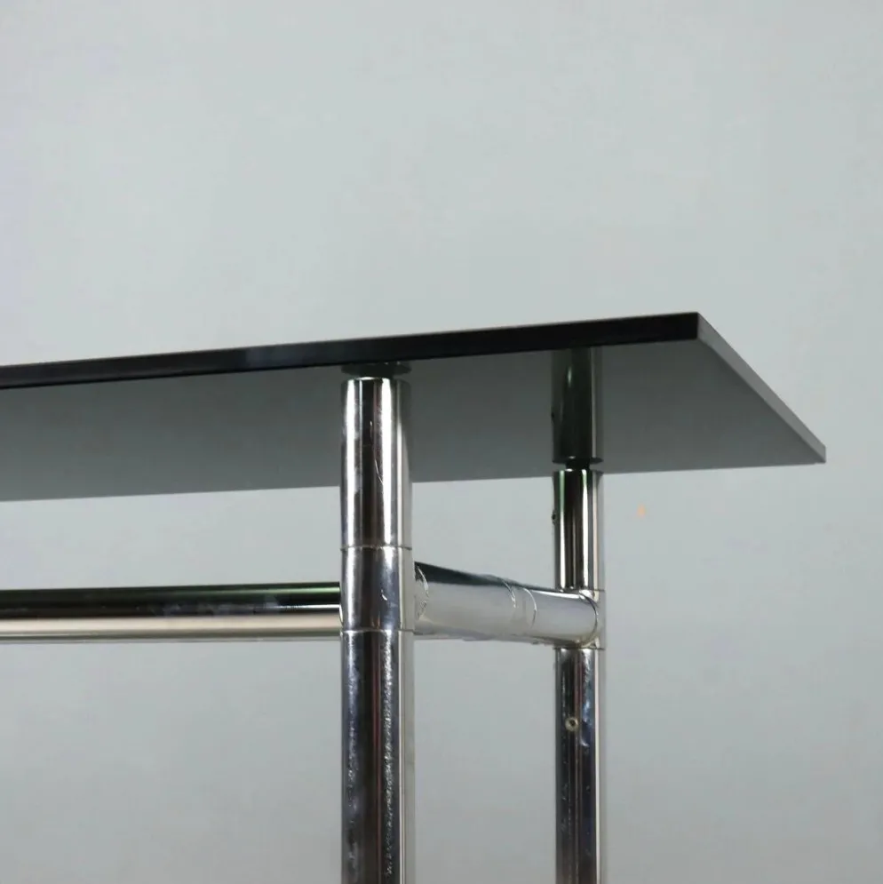 Console vintage en verre et métal chromé, design Italie, années 1980