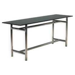 Console vintage en verre et métal chromé, design Italie, années 1980