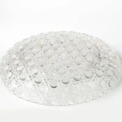 Conteneur à fromage ou à beurre Art Déco, en verre pressé, Tchécoslovaquie, années 1950.