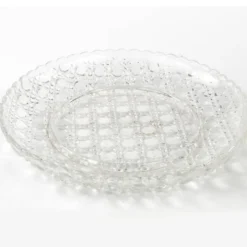 Conteneur à fromage ou à beurre Art Déco, en verre pressé, Tchécoslovaquie, années 1950.