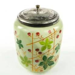 Conteneur à thé Art Nouveau, verre dépoli, laiton argenté, Suède, années 1960