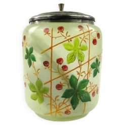 Conteneur à thé Art Nouveau, verre dépoli, laiton argenté, Suède, années 1960