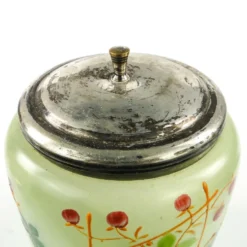 Conteneur à thé Art Nouveau, verre dépoli, laiton argenté, Suède, années 1960