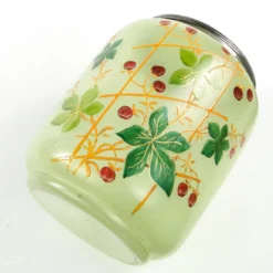 Conteneur à thé Art Nouveau, verre dépoli, laiton argenté, Suède, années 1960