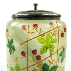 Conteneur à thé Art Nouveau, verre dépoli, laiton argenté, Suède, années 1960