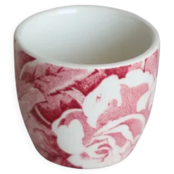 Coquetier ancien faïence anglaise Burleigh Victorian Chintz rouge