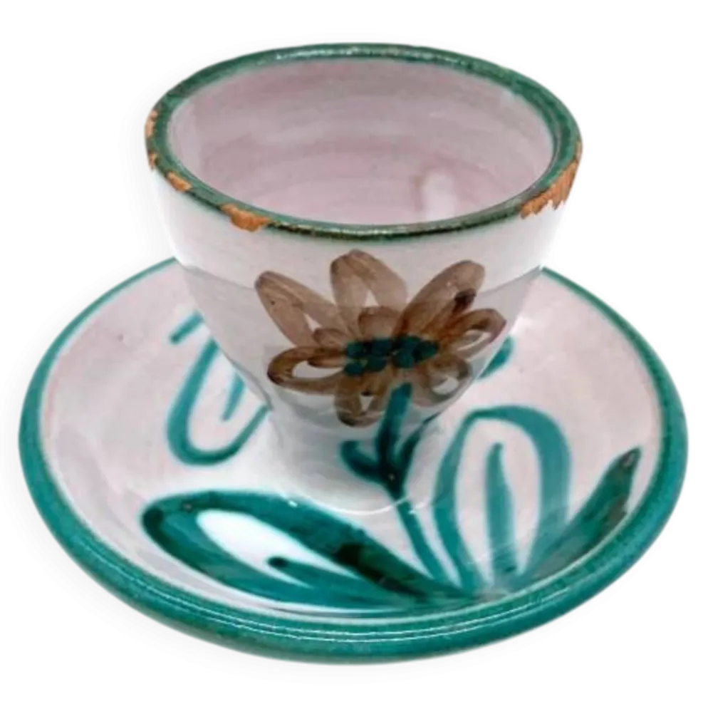 Coquetier au décor floral – Robert Picault, 1960