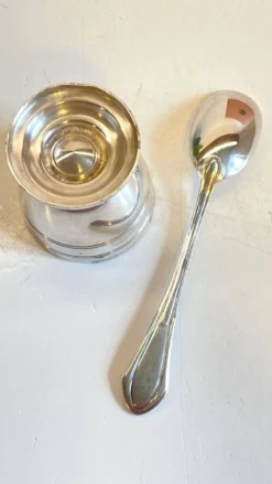 Coquetier Cuillère Naissance métal argenté Vintage