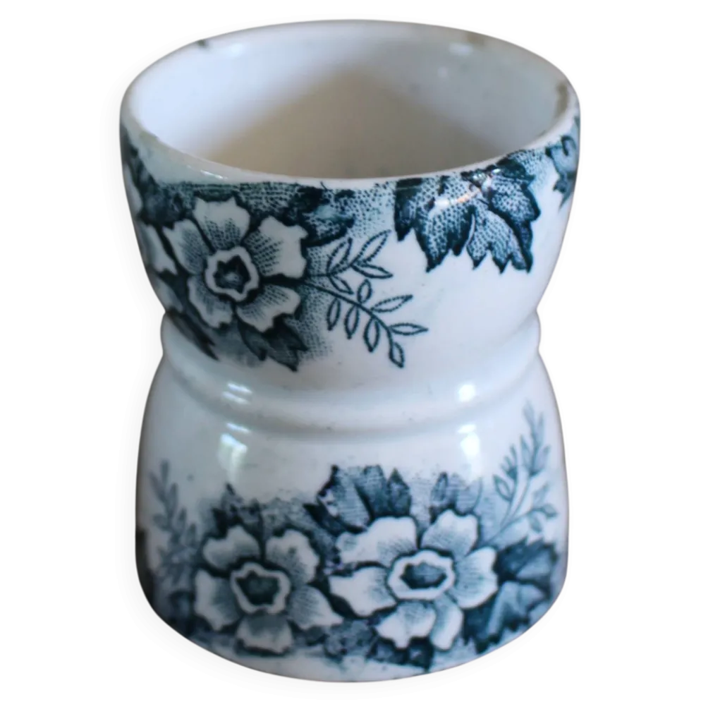 Coquetier Diabolo Terre de Fer fleurs bleu