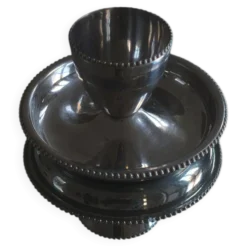 Coquetier en acier inoxydable avec soucoupe et bord perlé