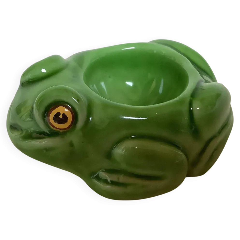 Coquetier grenouille en céramique verte