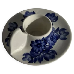 Coquetier à main bleu et blanc vintage, Pologne