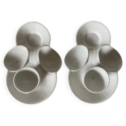 Coquetiers anciens en porcelaine Mehun