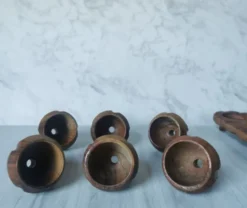 Coquetiers bois sculpté salière et poivrière
