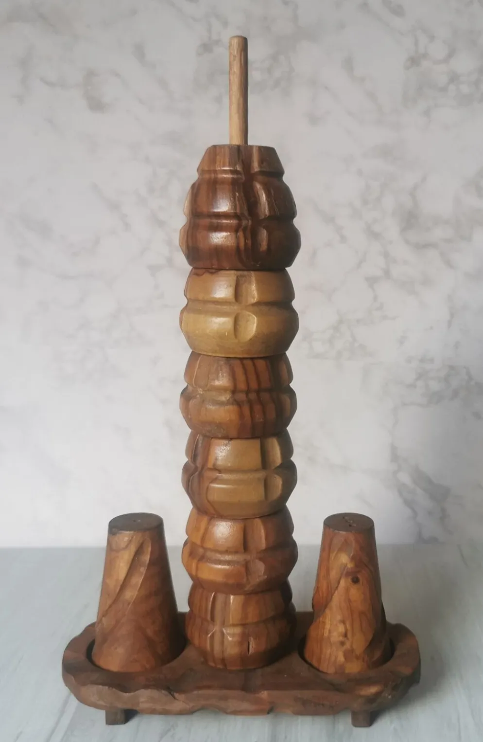Coquetiers bois sculpté salière et poivrière