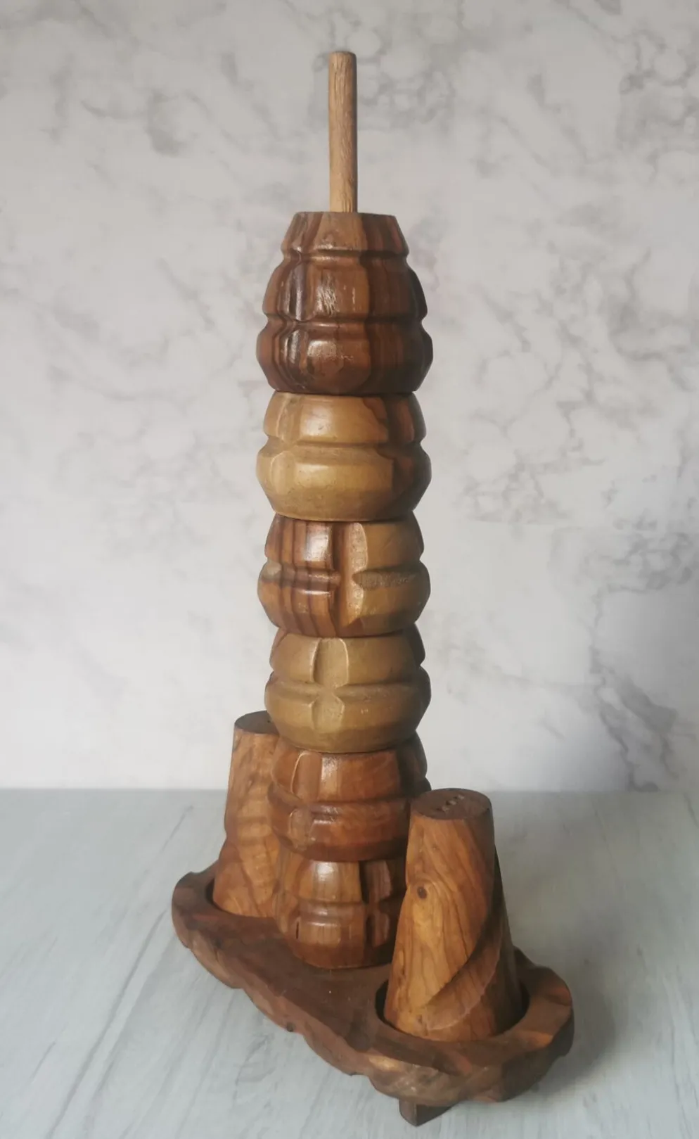 Coquetiers bois sculpté salière et poivrière