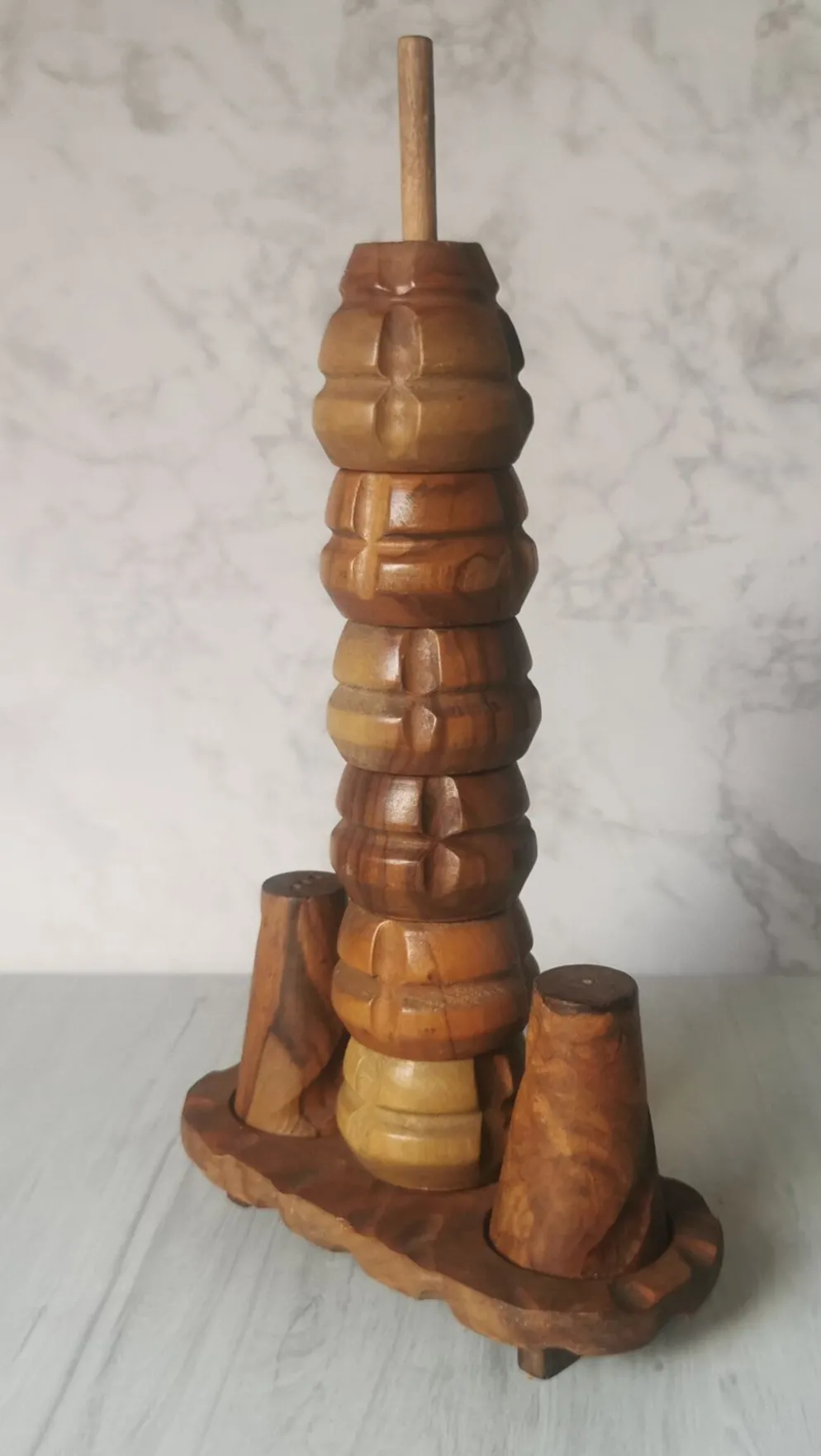 Coquetiers bois sculpté salière et poivrière