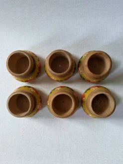 Coquetiers bois tourné décor floral peint à la main fabrication artisanale