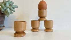 4 coquetiers bois tourné vintage