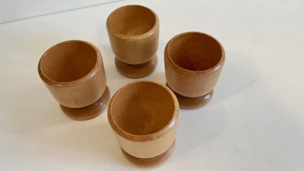 4 coquetiers bois tourné vintage