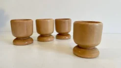 4 coquetiers bois tourné vintage