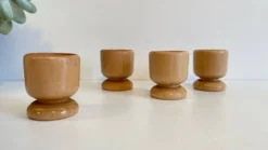 4 coquetiers bois tourné vintage