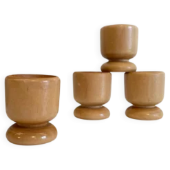 4 coquetiers bois tourné vintage