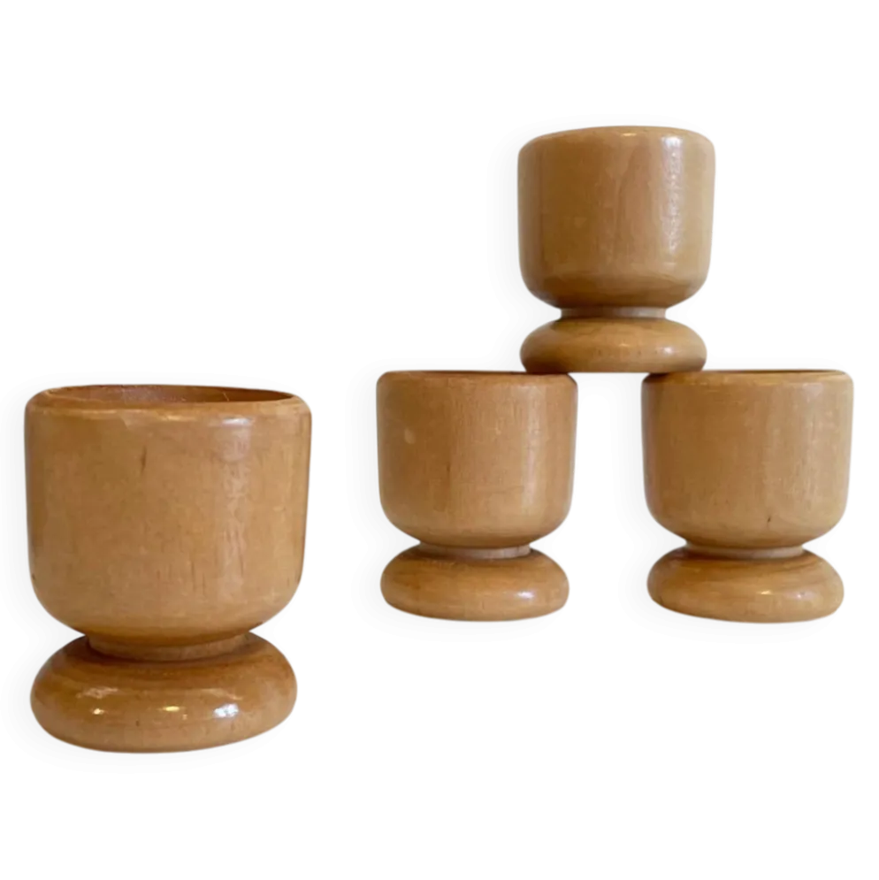 4 coquetiers bois tourné vintage