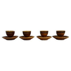 4 coquetiers céramique vernissée Longchamp années 70