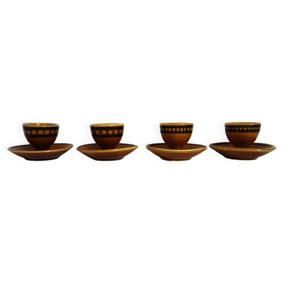 4 coquetiers céramique vernissée Longchamp années 70