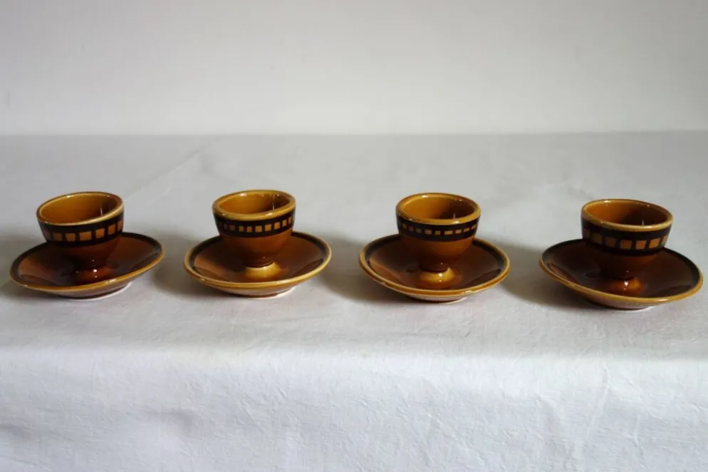 4 coquetiers céramique vernissée Longchamp années 70