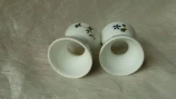 Coquetiers diabolo en porcelaine decor aux barbeaux