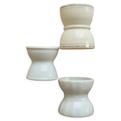 3 coquetiers diabolo vintage dépareillées faïence
