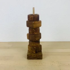 6 coquetiers en bois d'olivier et leur support