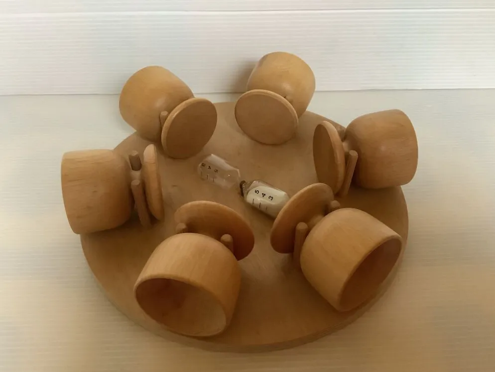 6 coquetiers en bois sablier support mural bois scandinave