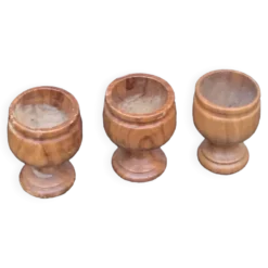 3 coquetiers en bois tourne, vintage