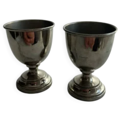 2 coquetiers en métal argenté