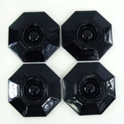 4 coquetiers en opale et verre trempé noir - Octime Arcoroc Luminarc France - vintage années 80