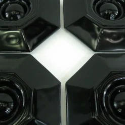 4 coquetiers en opale et verre trempé noir - Octime Arcoroc Luminarc France - vintage années 80
