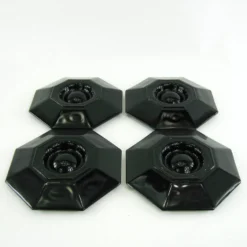 4 coquetiers en opale et verre trempé noir - Octime Arcoroc Luminarc France - vintage années 80