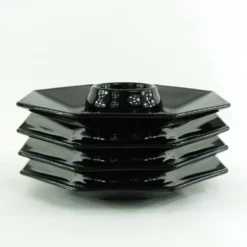 4 coquetiers en opale et verre trempé noir - Octime Arcoroc Luminarc France - vintage années 80