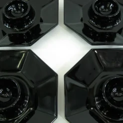 4 coquetiers en opale et verre trempé noir - Octime Arcoroc Luminarc France - vintage années 80