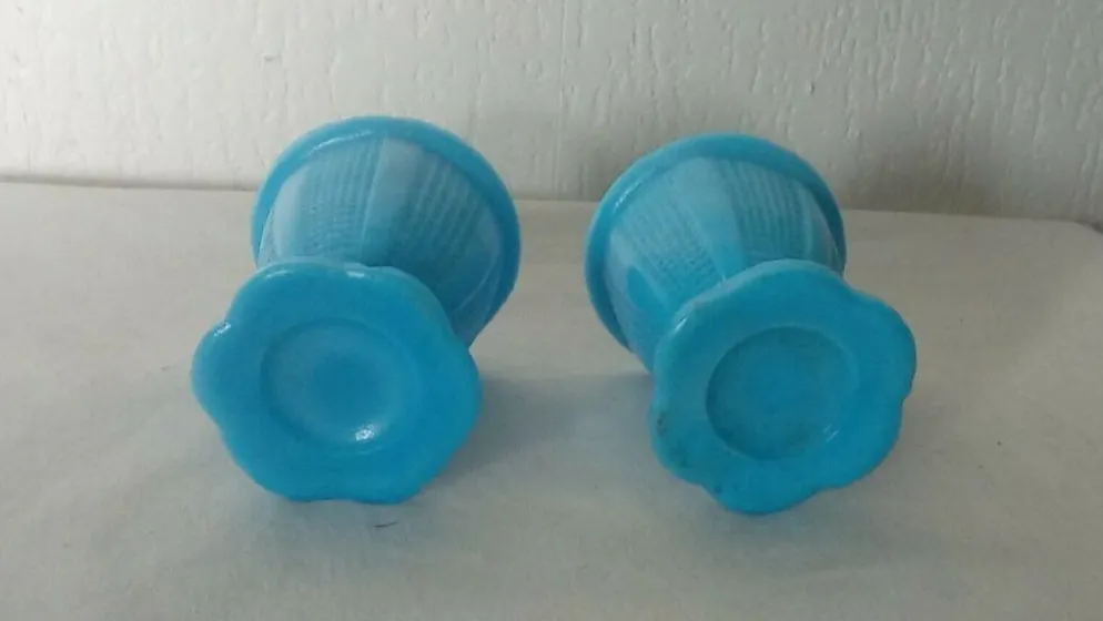2 coquetiers en opaline de foire