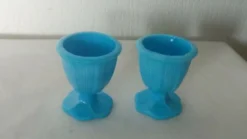 2 coquetiers en opaline de foire